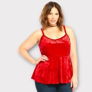 Torrid Crushed Velvet Peplum Tank Top Women 1X 14-16 Holiday Christmas Party